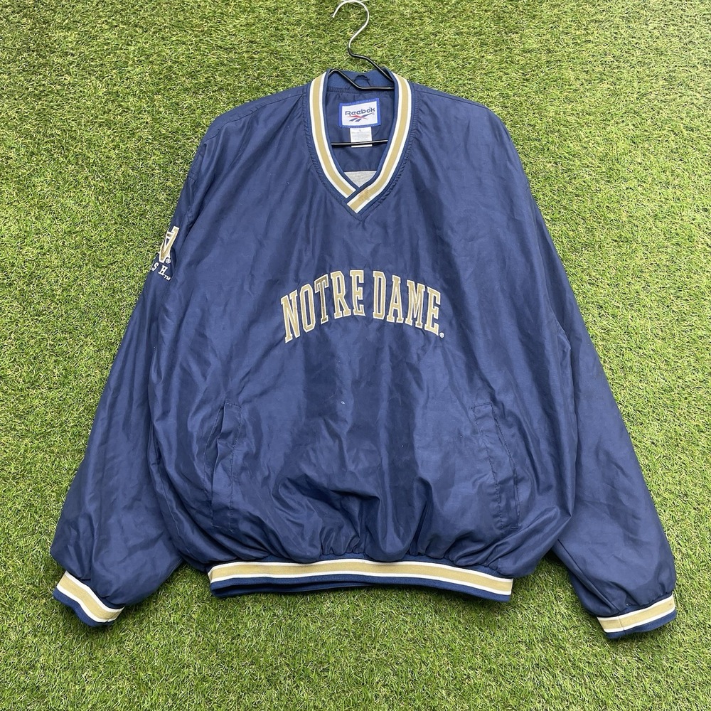 VINTAGE Notre Dame Fighting Irish Jacket Mens XL Reebok Windbreaker Pullover 90s